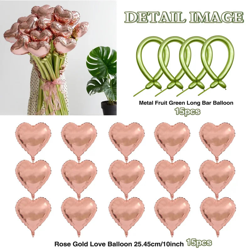 Balloon Bouquet Set for Celebrations - Red & Green Latex DIY Party Decor