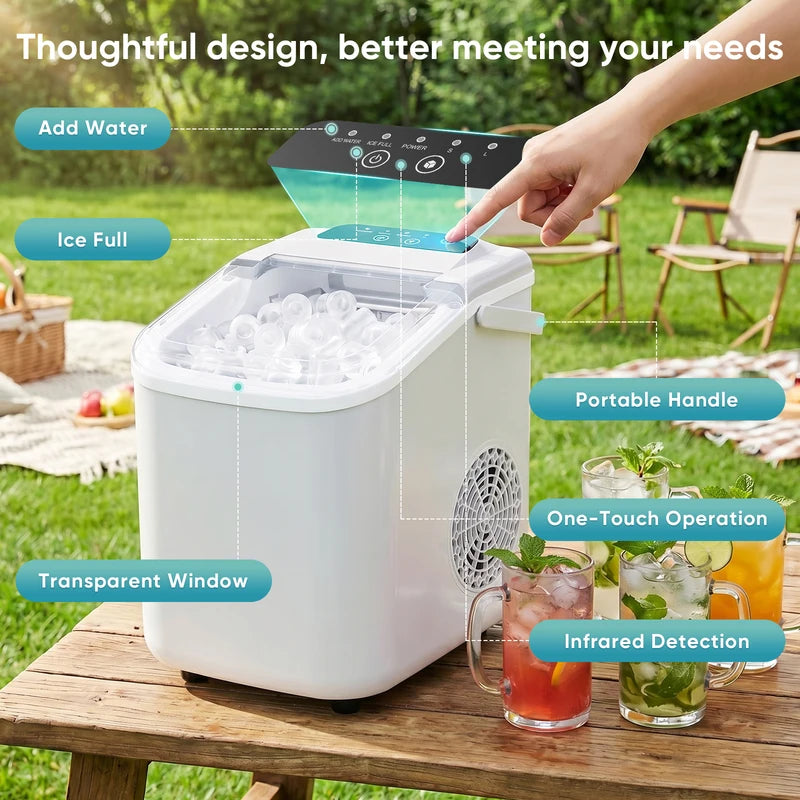 Portable Countertop Ice Maker with Scoop & Basket - 9 Cubes in 6 Mins, Multiple Colors
