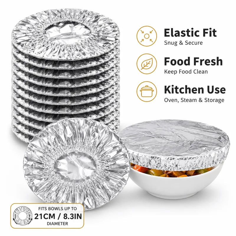 Reusable Aluminum Foil Food Cover for Preservation & Insulation - Set of 10-100