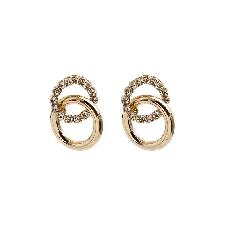 Women's Diamond-Encrusted Circle Earrings - Elegant Daily Wear Jewelry