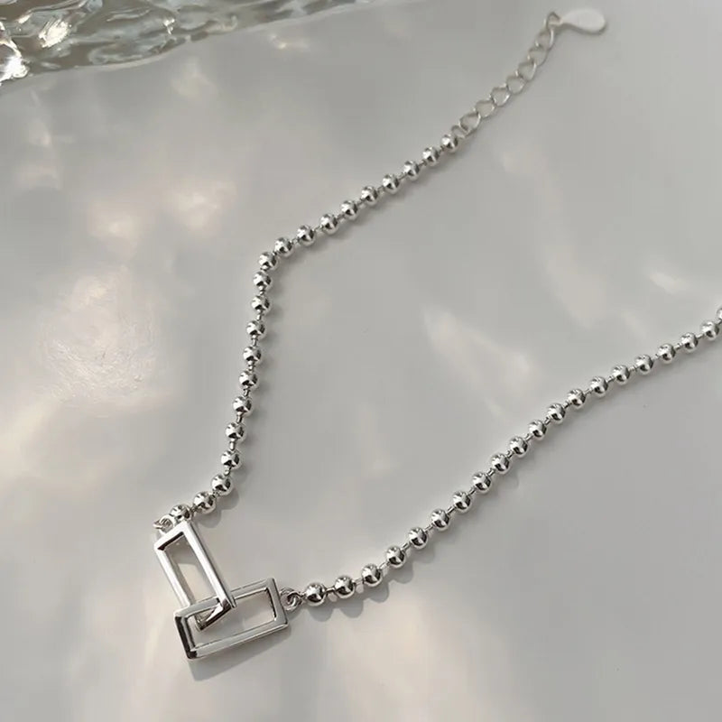 Geometric Square and Round Bead Bracelet for Women - Silver, Black & White Variants