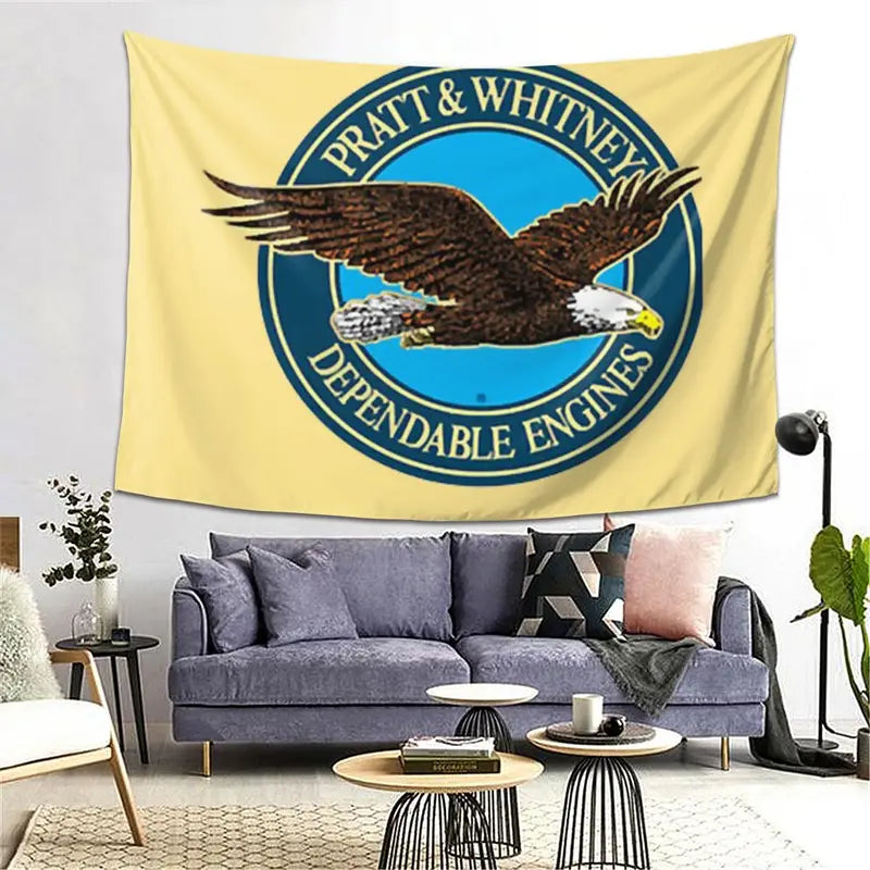 Decorative Wall Tapestry with Logo Design for Living Room & Bedroom - Polyester Fabric