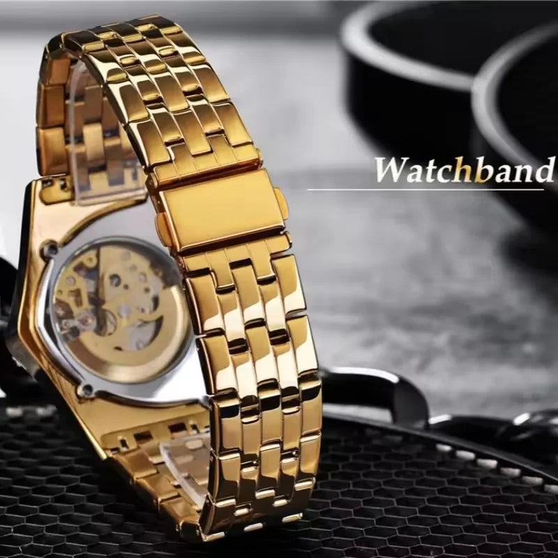 Men's Skeleton Mechanical Watch Automatic Stainless Steel Casual Timepiece