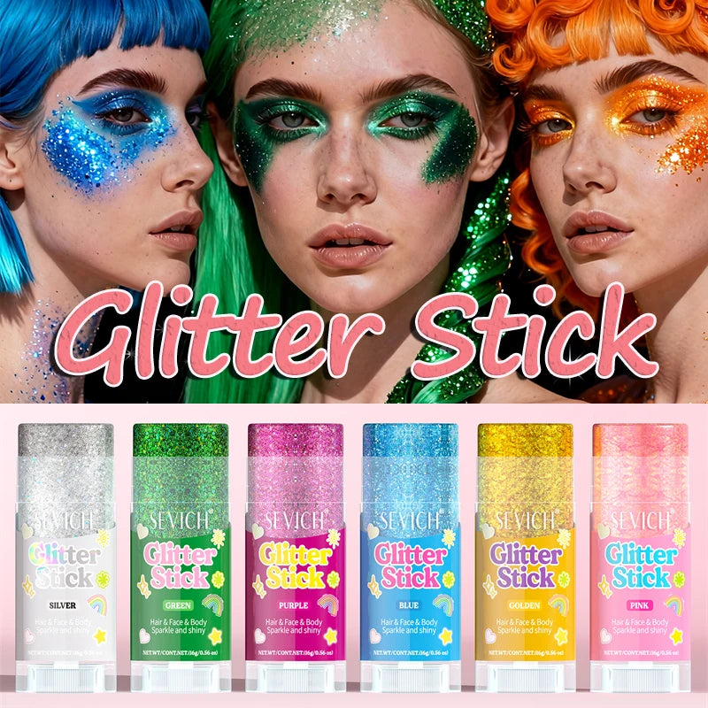 Multifunctional Face Lip Hair Body Glitter Sequins - Festival Stage Makeup Set