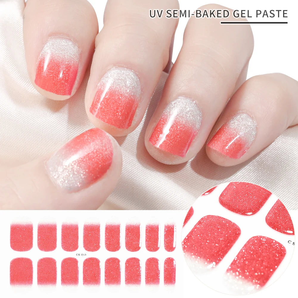 Semi-Cured Nail Art Sticker Full Cover Gel Decal for Manicure - Assorted Patterns