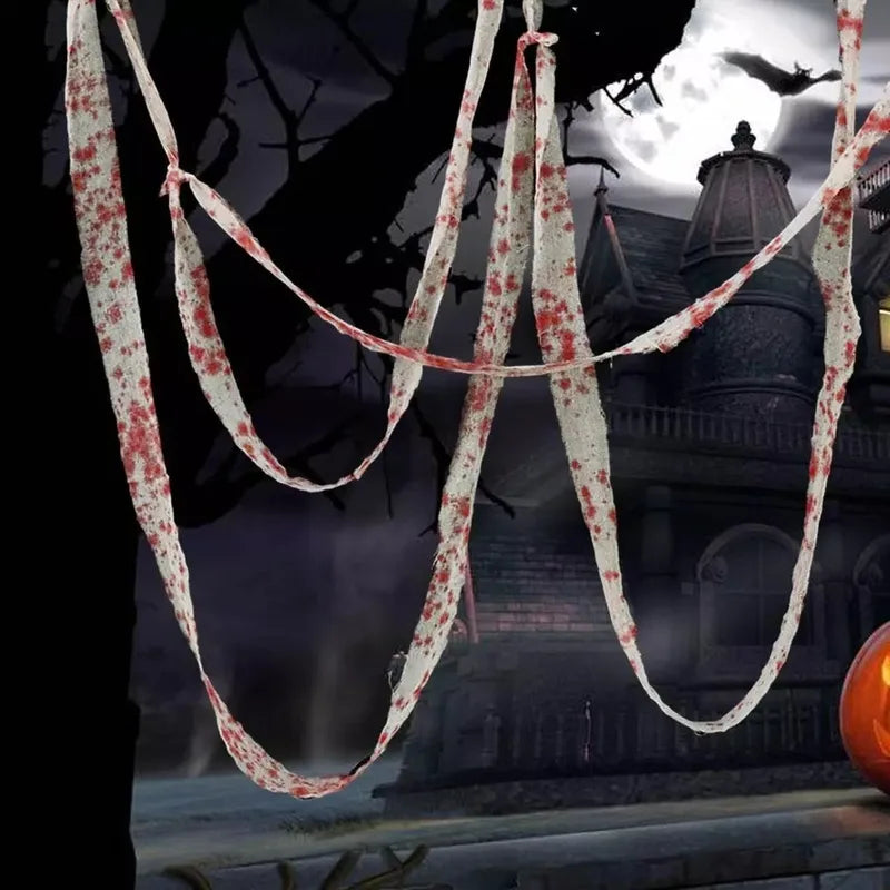 Halloween Blood Gauze Cloth Creepy Haunted House Decor Fake Blood Bandage