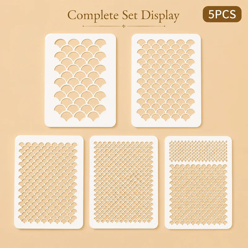 Fish Scale Stencil Set for Painting - Reusable Mermaid Ocean Pattern Templates