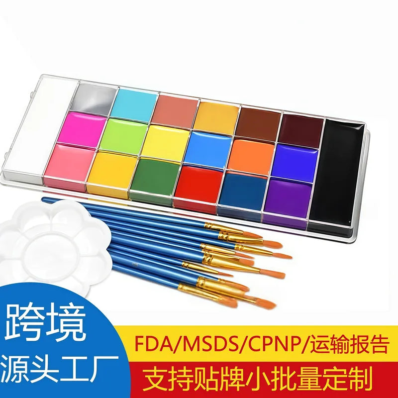 12-Color Fluorescent Halloween Face Paint Set for Children & Theatrical Use