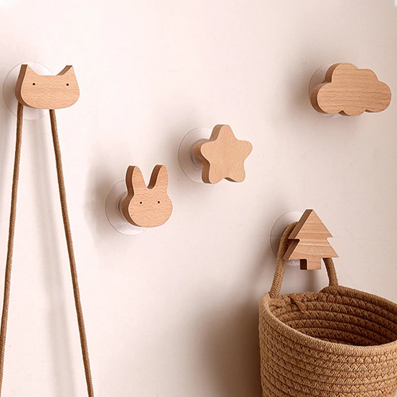 Animal Wooden Hook Wall Decor Coat Keychain Hanger Kitchen Accessories