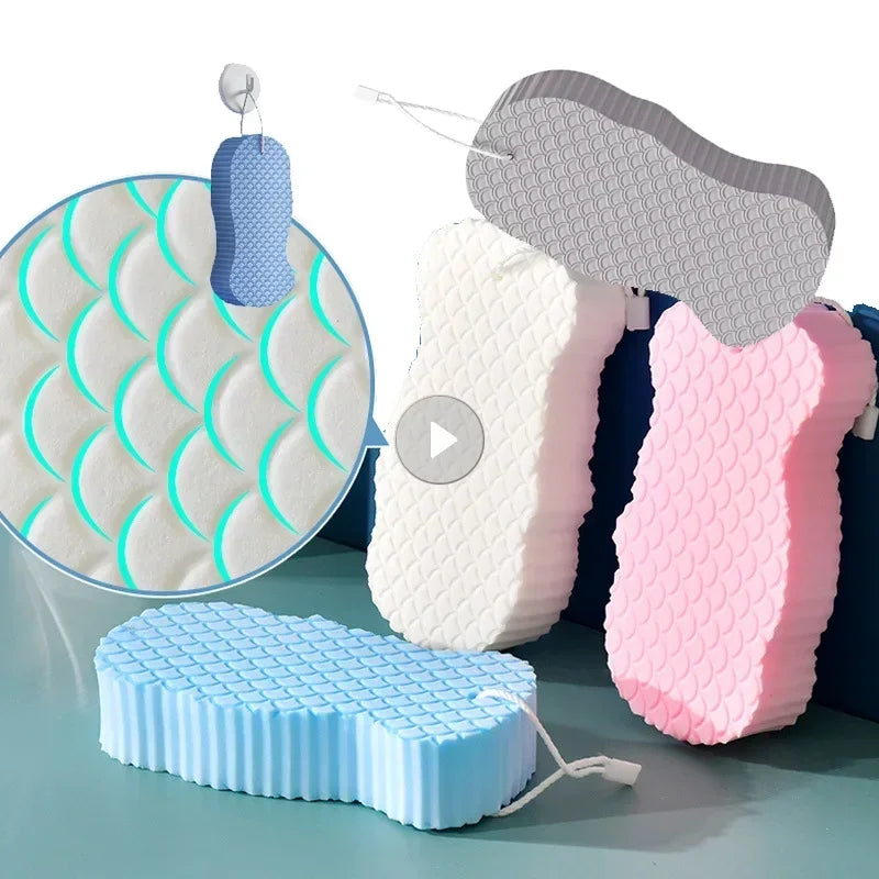 3D Exfoliating Bath Sponge Set with Soft Body Scrubber for Gentle Cleansing