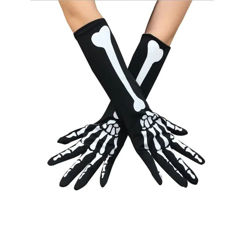 Halloween Skeleton Gloves - Dark Skeleton Pattern for Costume & Horror Parties
