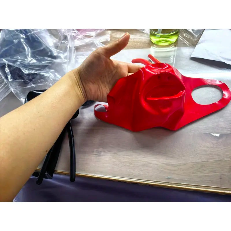 Natural Latex Mask with Braces and Long Nose Tube - Customizable Colors