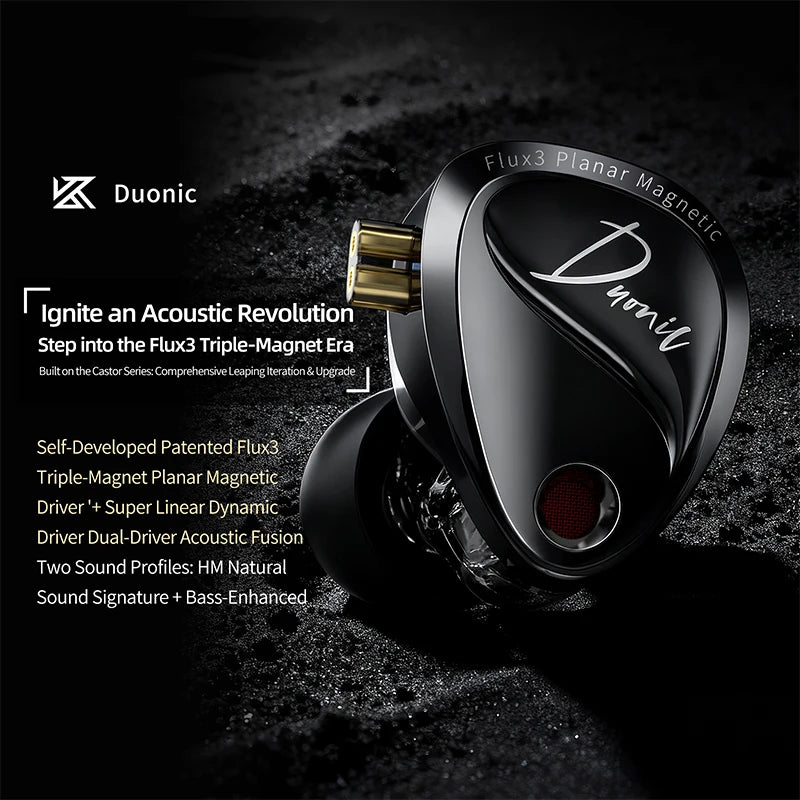 High-Fidelity In-Ear Monitors with Triple Magnetic Planar Drivers and Dual Microphone, Wired Earphones for Professional Use