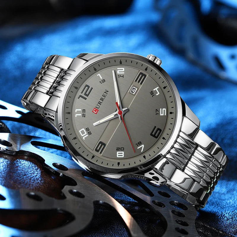 Men's Casual Business Quartz Wrist Watch with Stainless Steel Strap