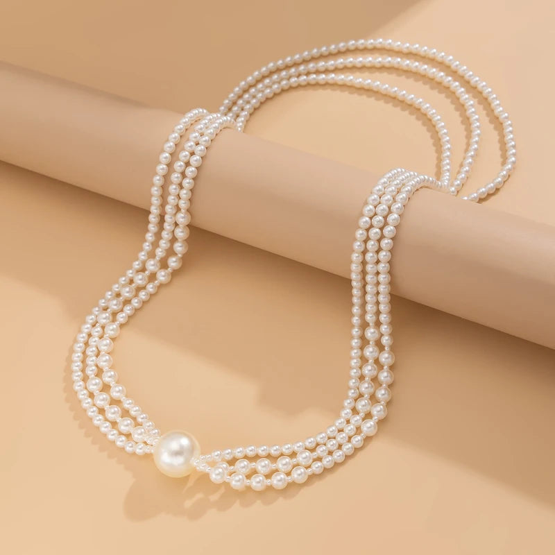 Elegant Imitation Pearl Long Chain Necklace for Women - Fashion Jewelry