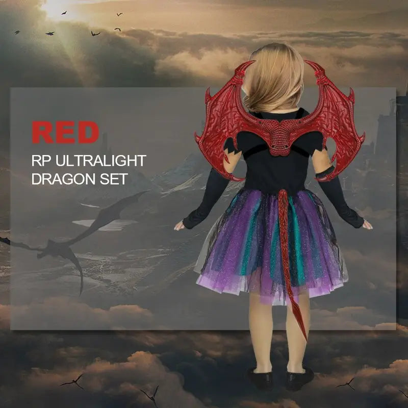 Children's Dragon Costume Set with Wings, Tail & Mask for Role Play Halloween Cosplay