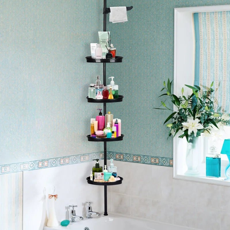 Adjustable Corner Shower Caddy with Tension Pole, 4-Tier Bathroom Storage Organizer