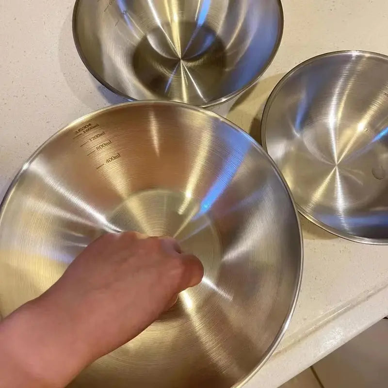 Stainless Steel Mixing Bowl Set with Scale - Large Capacity Kitchen Essentials