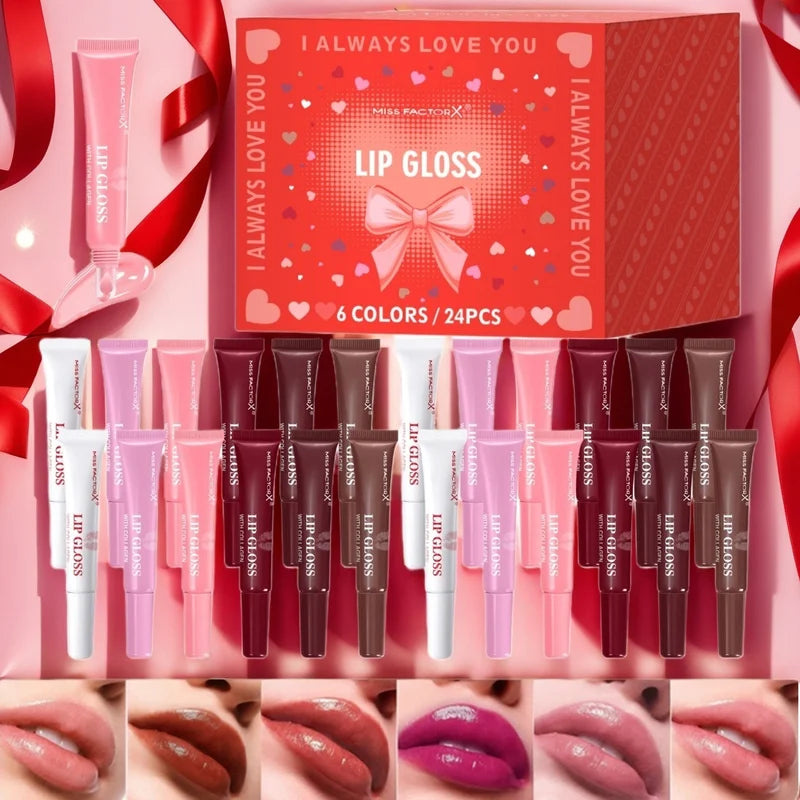 24-Piece Lip Gloss Set with Long-Lasting Moisturizing Lip Colors – Perfect Gift for Women