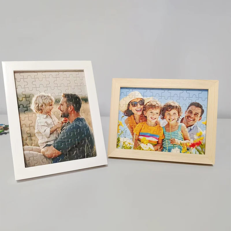 Custom Wooden Jigsaw Puzzles with Graduation Photo Frames - Personalized Gift Set