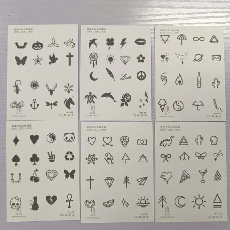 6 Pcs Waterproof Temporary Tattoo Sets for Men & Women - Long-Lasting & Realistic Design