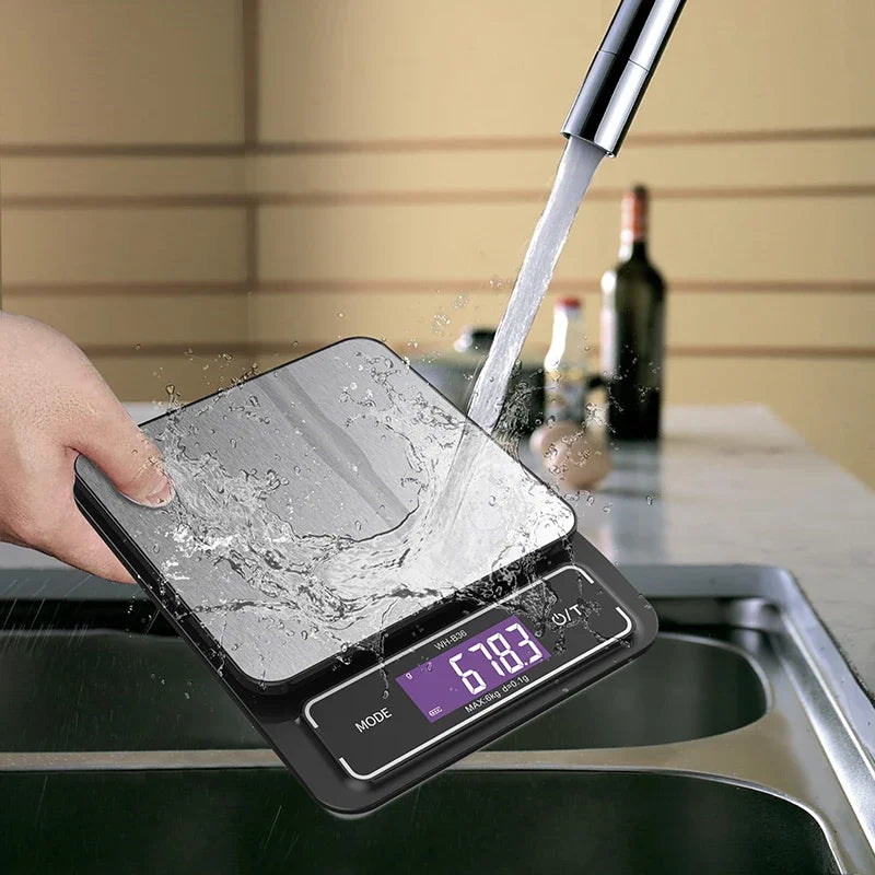 Digital Waterproof Kitchen Scale 10kg/1g, 6kg/0.1g, LCD Display, Stainless Steel