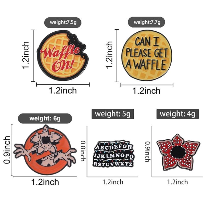 Sci-Fi Horror Enamel Pin Set - Spooky Flower Monster Halloween Brooches Jewelry Gift