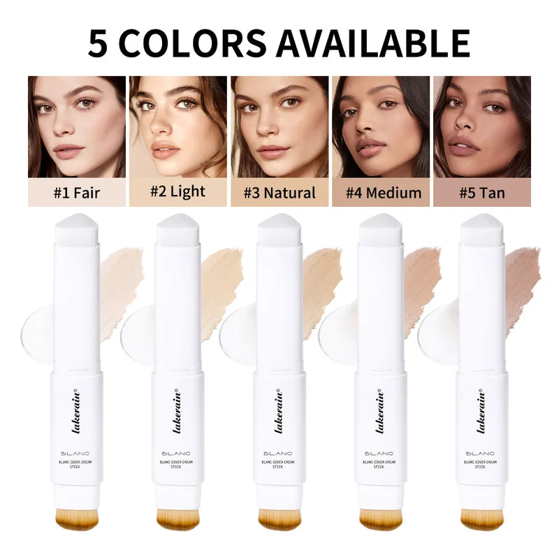 Color Changing Foundation Stick with Brush - High Coverage Waterproof Base Makeup