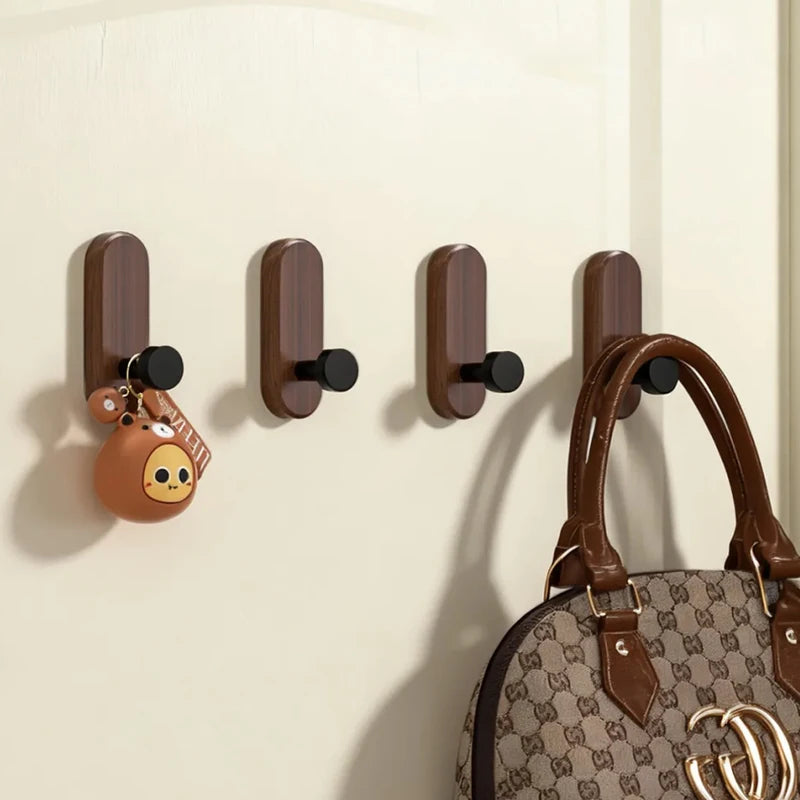 Self-Adhesive Wooden Wall Hook for Hanging Keys Coats Towels Bags - Pack of 1-5