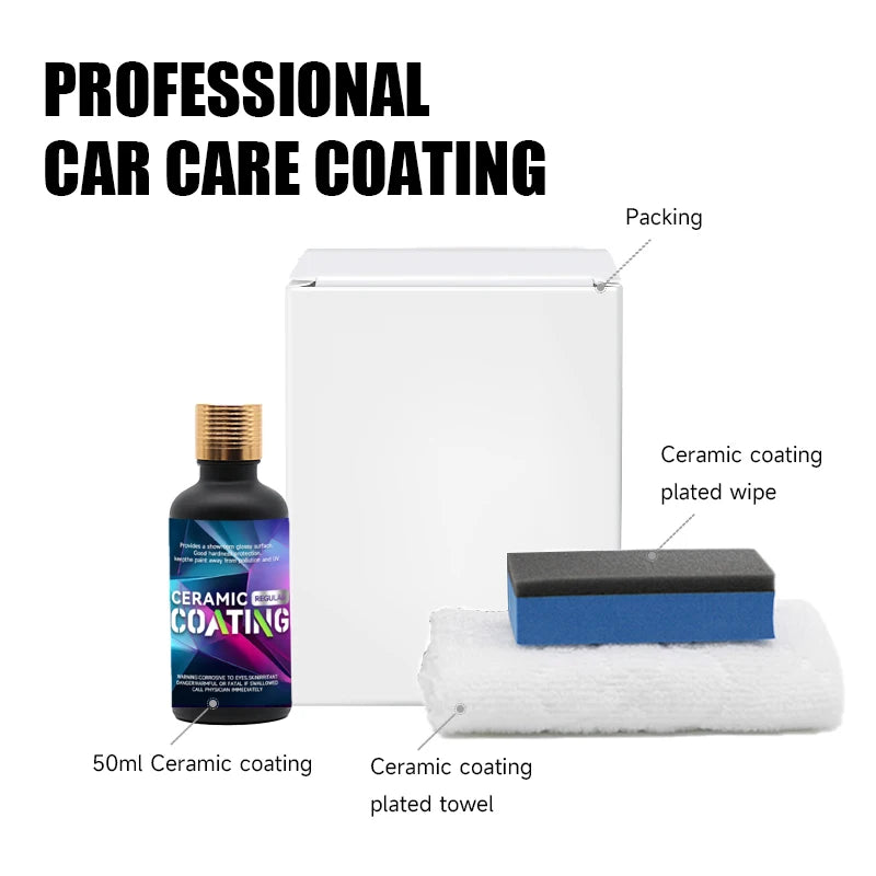 Ceramic Coating Liquid for Car Protection 50ml Pro Kit with Microfiber Towel & Applicator