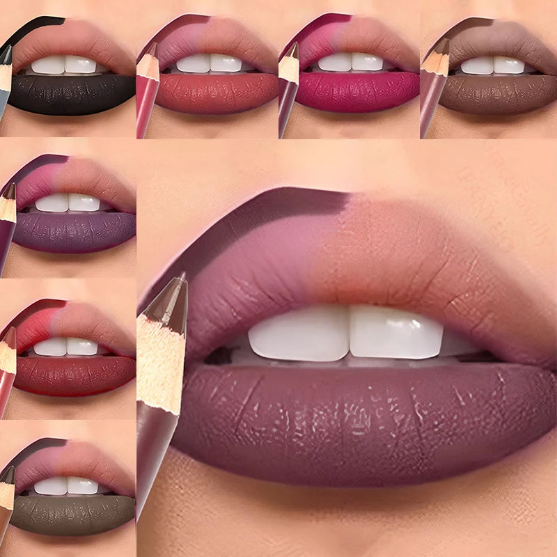 Waterproof Matte Lip Liner Pencil - Long Lasting, Non-Stick Cup, 28 Colors for Women