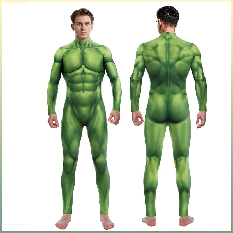 Green Muscle 3D Print Zentai Bodysuit Costume for Men & Women