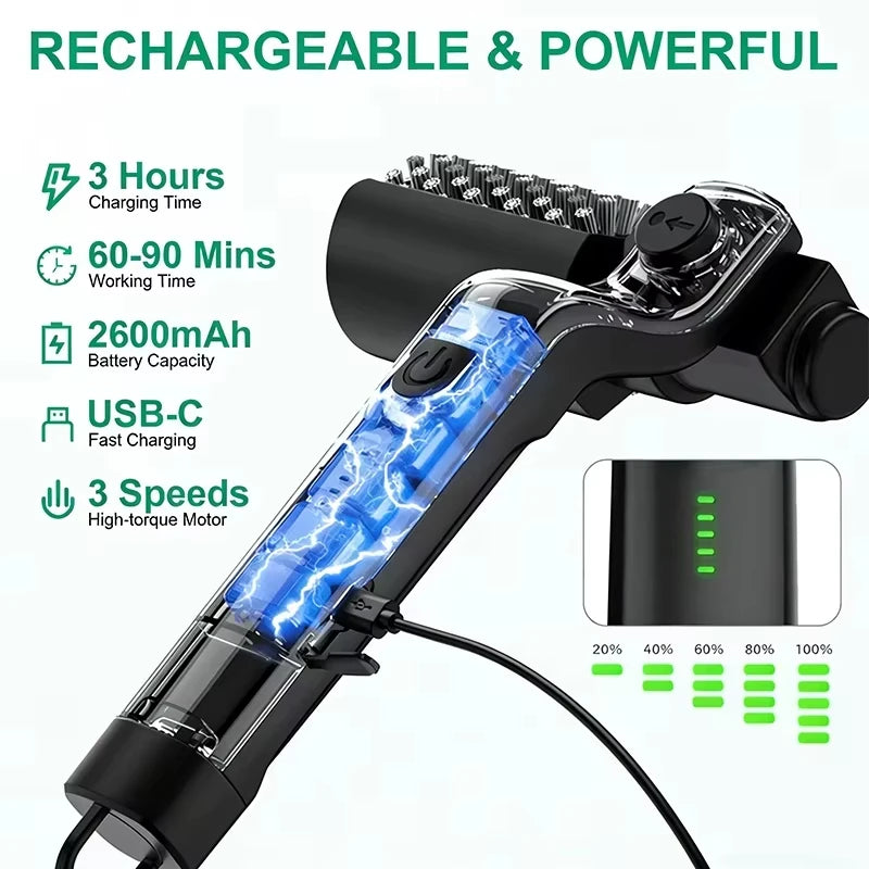 Wireless Electric Grill Cleaner Brush for Outdoor BBQ Stainless Steel Rotating Brush