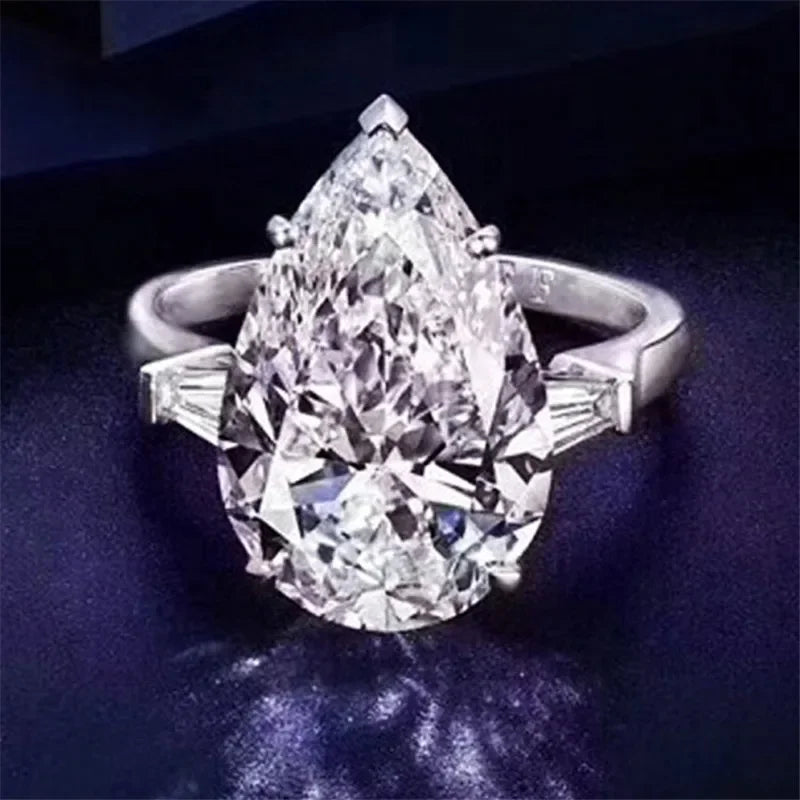 Solitaire 6ct Lab Diamond Ring for Women - Engagement Wedding Band in Sterling Silver