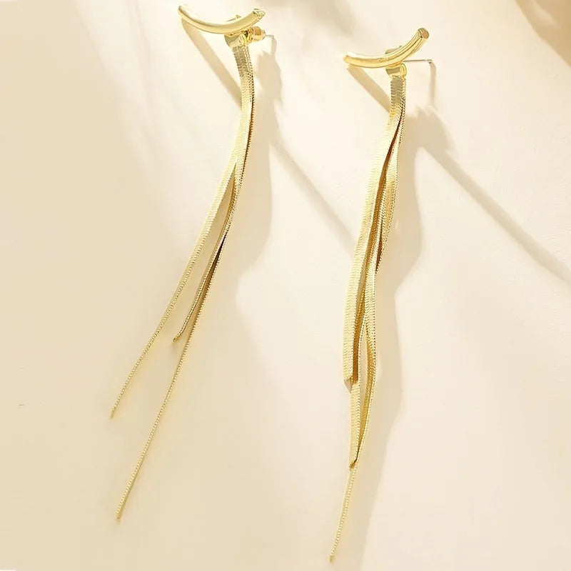 Long Snake Chain Earrings for Women Geometric Minimalist Fashion Jewelry