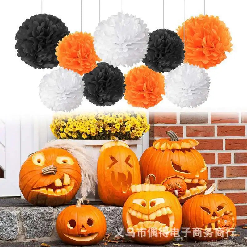 9PCS Tissue Paper Pom Poms for Party Decor Wedding Birthday Christmas Halloween