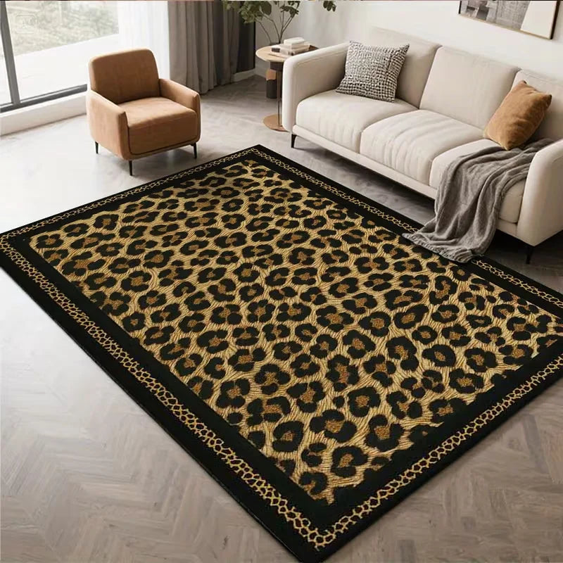 Retro Leopard Print Style Carpet for Living Room Bedroom Home Decor Floor Mat