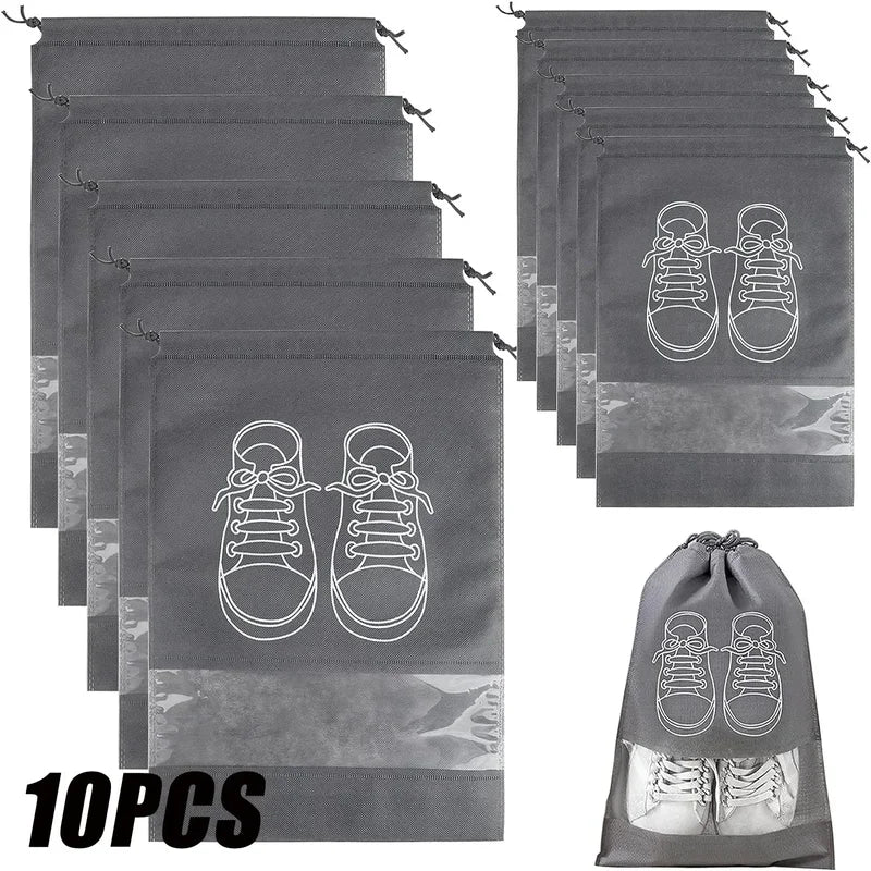 Non-Woven Shoe Storage Organizer Bags Pack - Dustproof, Reusable & Portable