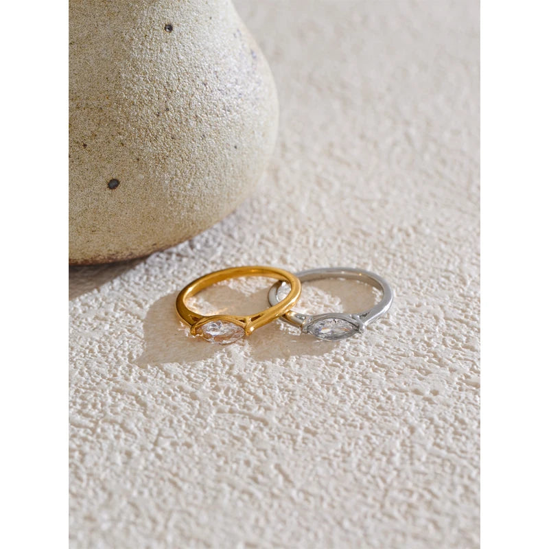 Wholesale Stainless Steel Cubic Zirconia Ring for Women - Hypoallergenic Jewelry Gift