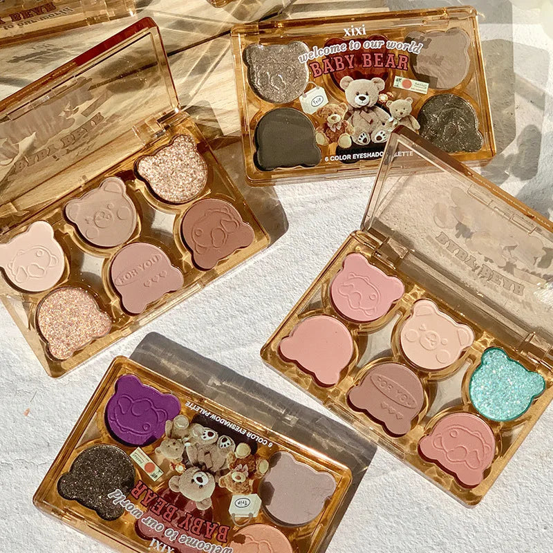 Colorful Eyeshadow Palette with Glitter & Pearly Finishes - 6 Shades for Eye Makeup