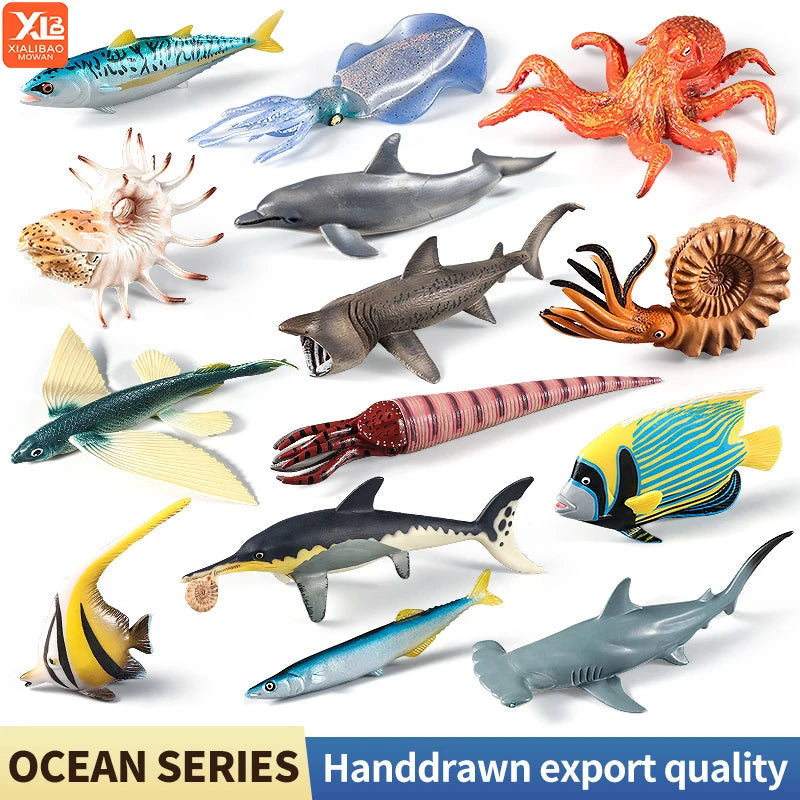 Marine Animal Action Figures Set - Whale Shark Octopus Penguin PVC Educational Toy
