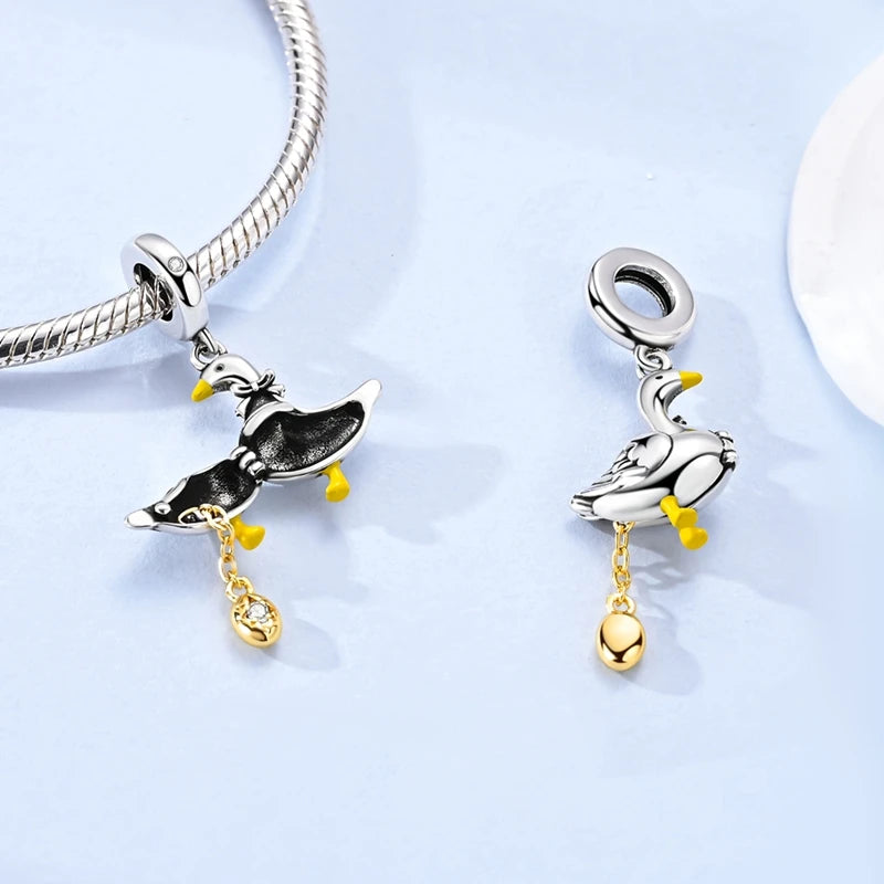 Sterling Silver Charms Bead for Bracelets & Necklaces - Cat Heart & Clip Jewelry