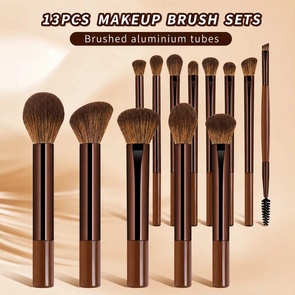 14-Piece Makeup Brush Set with Sponges & Makeup Bag - Eco-Friendly Handles