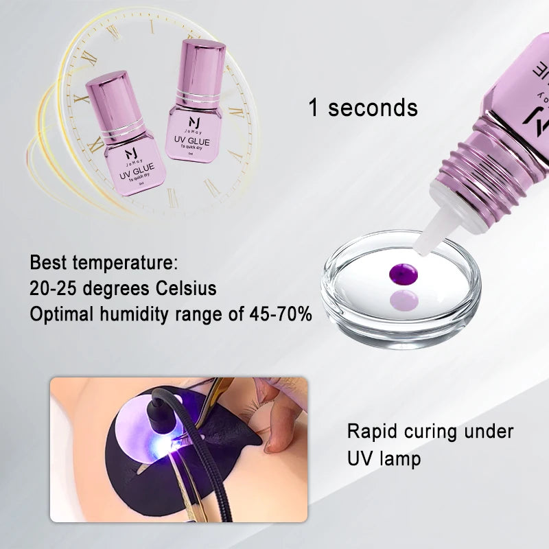 Fast Drying UV Eyelash Extension Glue - Super Strong Adhesive for False Lashes 5ML