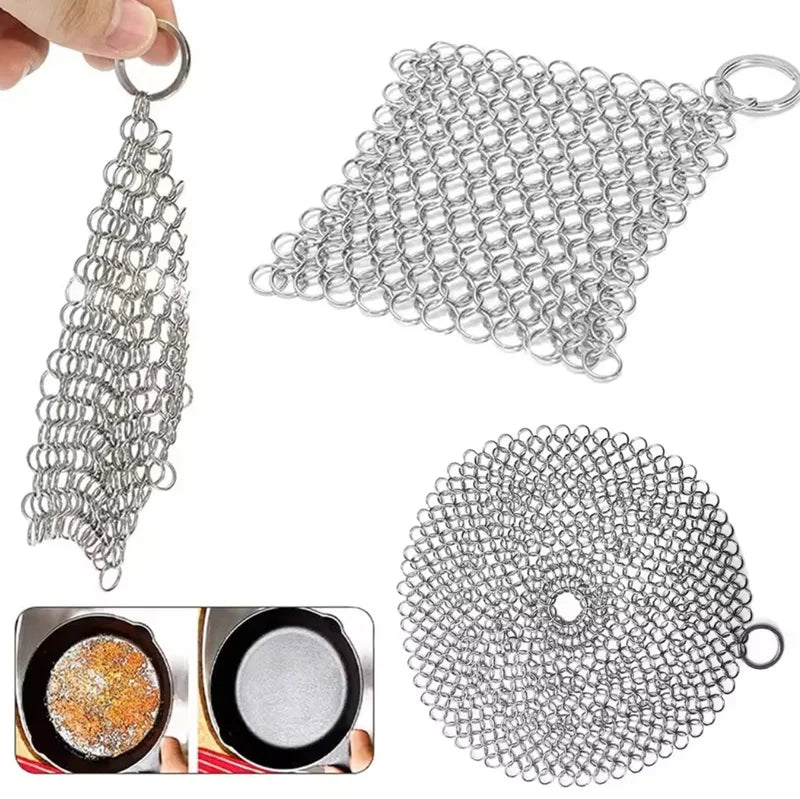 Multi-Size Stainless Steel Mesh Cleaner for Kitchen Cookware - Rust & Burnt Food Removal