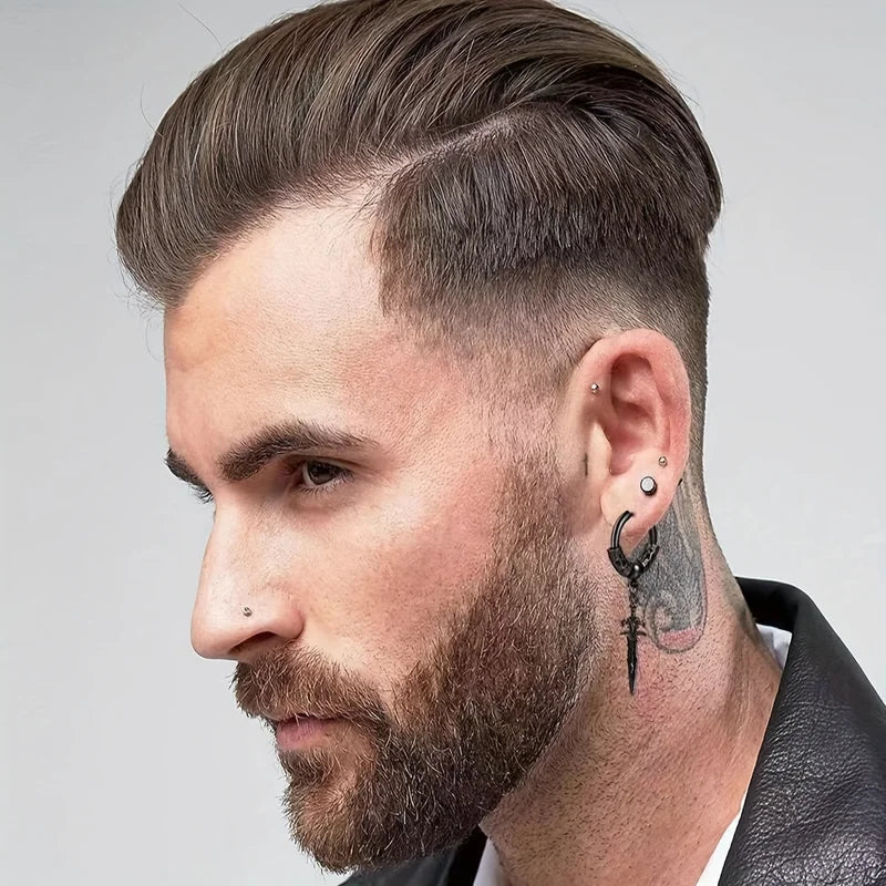 2PCS Stainless Steel Drop Hoop Earrings with Dragon Coil Sword Pendant - Punk Hip Hop Style for Men Women Daily Wear