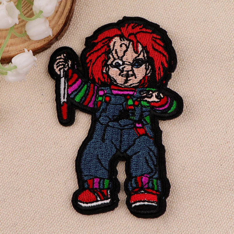 Halloween Horror Movie Embroidered Iron-On Patches for Clothing Backpack DIY Decor