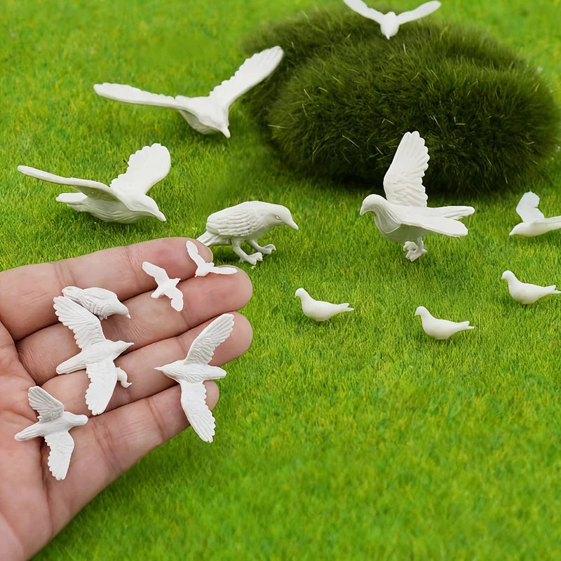 6pcs Miniature Bird Model Set for Scene Decoration and Crafting - Simulation Pigeon Animal Accessories