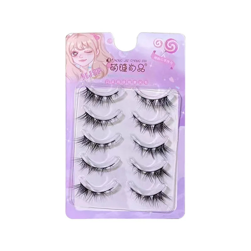 Reusable Natural Thick Winged False Eyelashes - Long Manga Fox Eye Makeup Tool