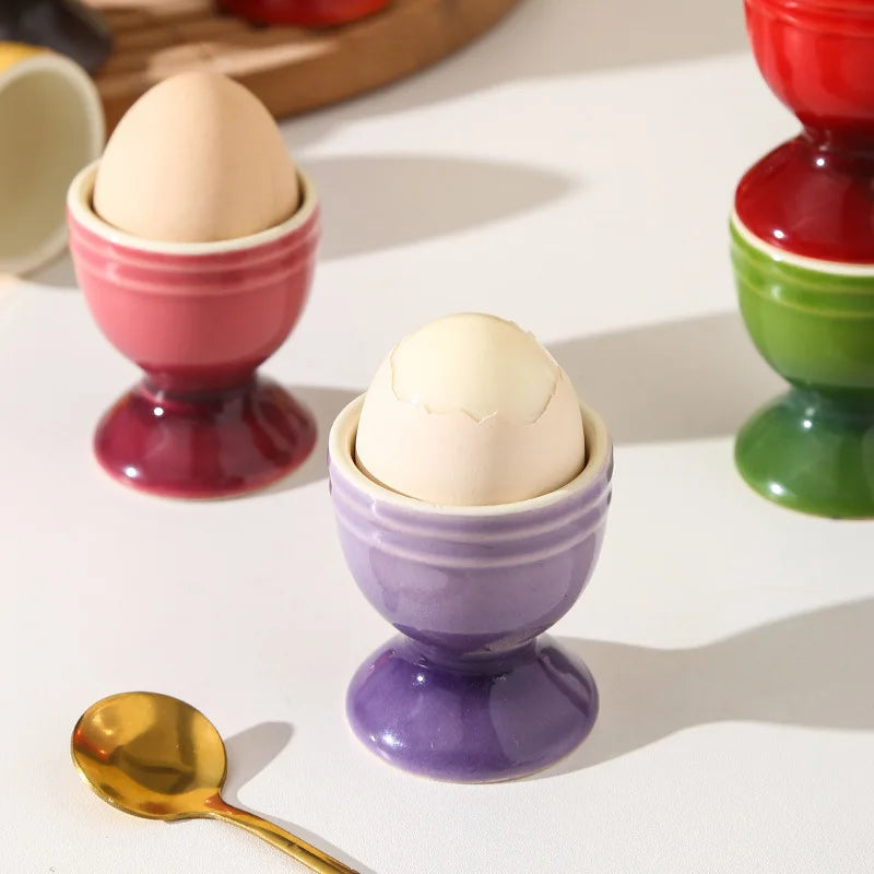 Colorful Gradient Ceramic Egg Cup - Creative Circular Small Egg Holder for Kitchen & Home